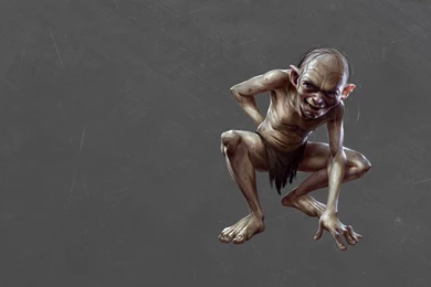 The Hobbit, Gollum, Art, Gray Backgrounds