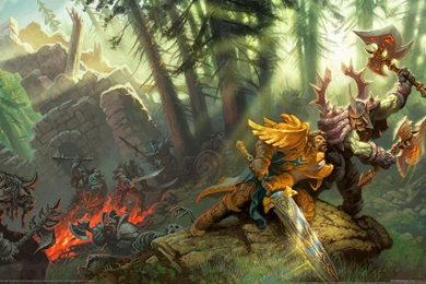 2560x1600 Forest, World Of Warcraft, Paladin, Fight, Warrior ...