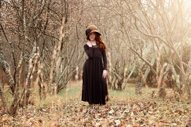 Download Wallpapers 2560x1440 Girl, Dress, Charm, Fall, Park, Style ...