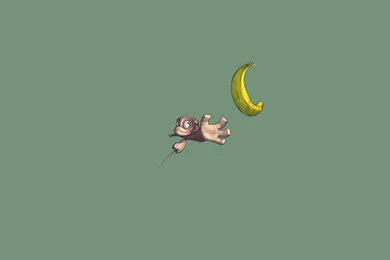 Monkey And Banana 3D Green Backgrounds Wallpape