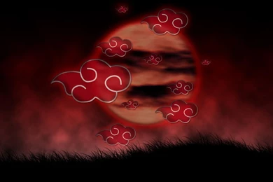 Naruto Akatsuki Strange Red Clouds Grass Bloody Moon Hd Wallpapers ...