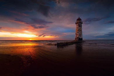 Lighthouse Buildings Landscape Sunset Beach Nature HD Charming ...