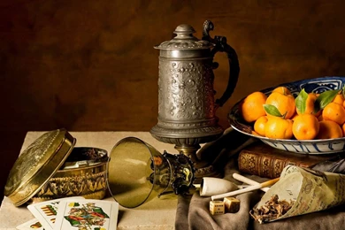 Download Wallpapers 1920x1080 Tangerines, Cup, Tea, Still Life Full ...