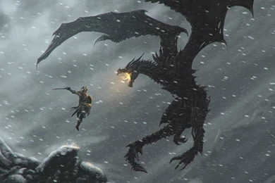 The Elder Scrolls V Skyrim Skyrim Tes Dovakin Dragon Viking Snow ...