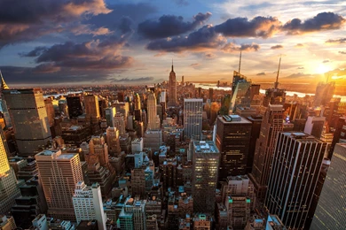 Download New York City Skyline At Sunset HD Wallpapers For 2880 X ...