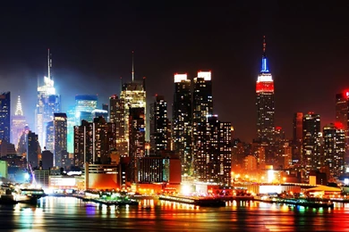 New York City Skyline At Night   Wallpaper.