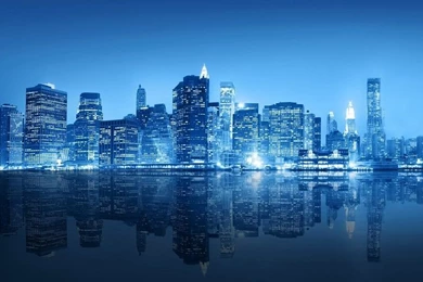 New York City Blue Night Skyline Wallpapers Free Desktop ...