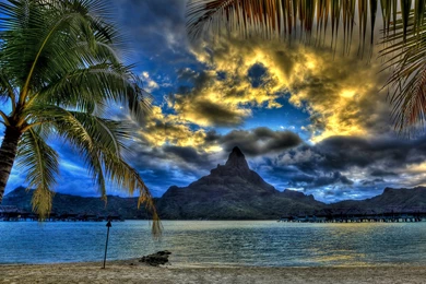 Download Sunset At Bora Bora Beach