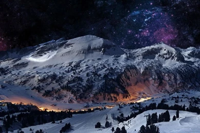 1366x768 Graceful Winter Mountain Night Desktop PC And Mac Wallpapers