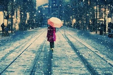 Girl Walking In Snow Wallpapers 152043