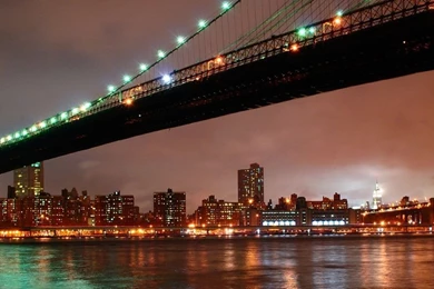 Brooklyn Bridge, New York At Night HD Desktop Wallpapers : High ...