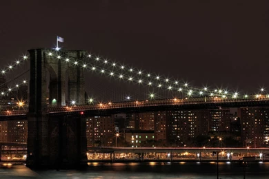 Brooklyn Bridge Night Scene Of New York City In US Wallpapers