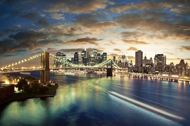 Download Wallpapers 2560x1440 New York, Brooklyn, Bridge, Night ...