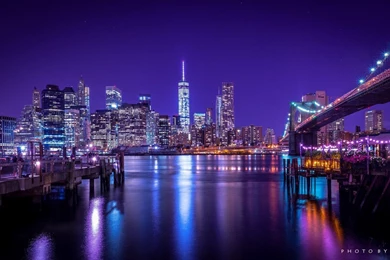 Brooklyn Bridge Night City Cities Urban New York Usa America ...