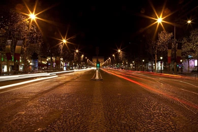 Paris, Night, Lights, Road