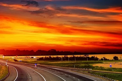 The Way To Sunset iPad Wallpapers Download