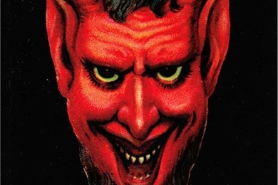 Krampus Red Devil Head On Black Backgrounds Satan Repro Postcard ...