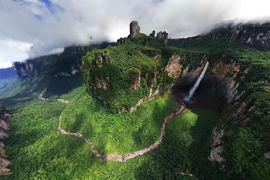 Mountains Under Clouds And Waterfall Awesome HD Landscape ...