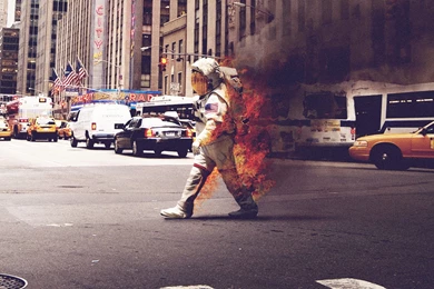 Cityscapes Streets Riot Astronauts New York City On Fire Wallpapers ...