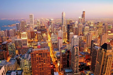 Evening Lights Of Downtown Chicago Wallpapers And Images ...