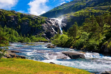 Mountains River, Waterfall, Green, Nature, Photo, 2560x1600 HD ...