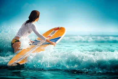 Beautiful Girl Is Doing Surfing Wallpapers And Images   Wallpapers ...