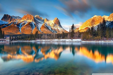 Alberta Canada Beautiful Winter Reflections Wallpapers Full HD ...