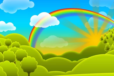 Rainbow Over The Hills Wallpapers   Vector Wallpapers