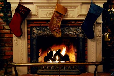 Gallery For   Christmas Fireplace Wallpapers Computer