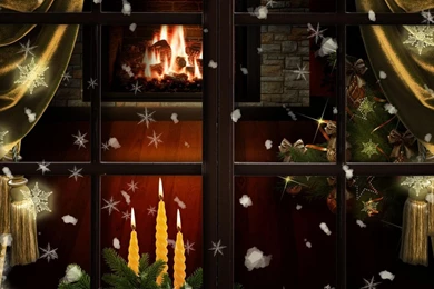 Download Wallpapers 1920x1080 Window, Fireplace, Candles, Christmas ...