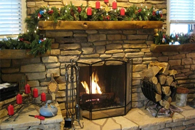 Gallery For   Christmas Fireplace Wallpapers Computer
