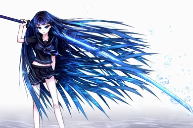 Download Wallpapers 1920x1080 Samael, Girl, Art, Hair, Anime, Sword ...