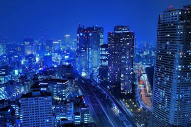 Skyscrapers: Blue City Asia Japan Tokyo Night HD Backgrounds For HD ...