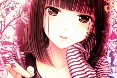 Download Wallpapers 1280x720 Anime, Girl, Face, Pen, White, Pink ...