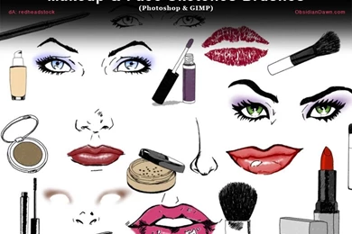 Makeup + Face Sketches Photoshop And GIMP Brushes By Redheadstock ...