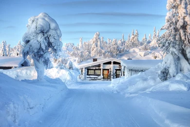 Snow House Besides The Road Wallpapers 28183