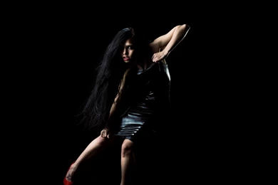 Download Wallpapers 3840x2400 Girl, Clothing, Red, Shoes, Black ...