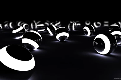 Download 1920x1080 Glowing 3D Spheres In The Dark Wallpapers
