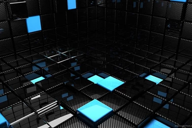 Download 1366x768 Chrome And Blue 3D Room Wallpapers