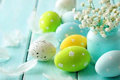 Easter Spring Eggs Flowers Pastel Wood HD Wallpapers