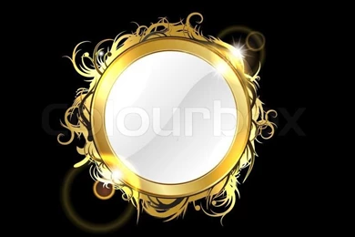 Gold Mirror On The Black Backgrounds