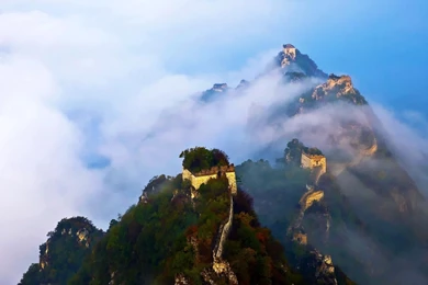 Ancient: Great Wall Clouds Peak Mountains China High Quality ...
