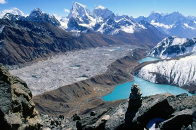 Download Wallpapers 2560x1440 Asia, Mountains, Lake, Blue Water ...