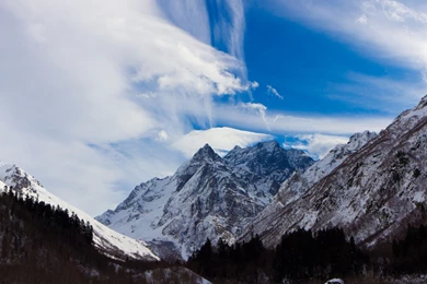 Download Wallpapers 2560x1440 Mountains, Caucasus, Snow, Dombai ...
