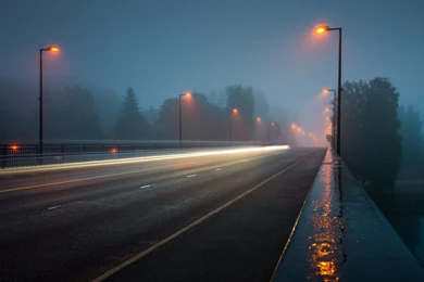 Rainy Night On The Bridge Wallpapers