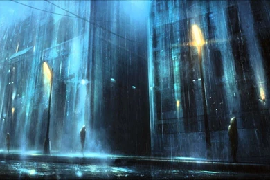 Bllue Rainy Night Wallpapers