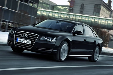 HD Backgrounds Audi A8 Black Side Front View Car Luxury Wallpapers ...