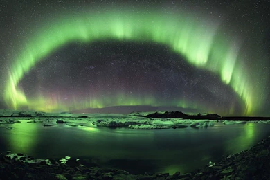 Aurora Night Sky Green Light Wallpapers