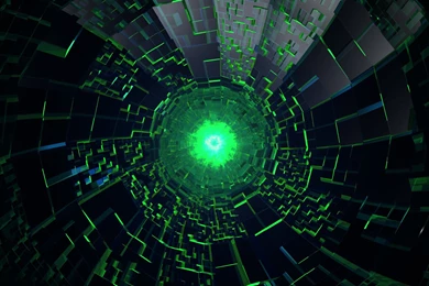 Green Lit Tunnel Towards The Abyss Wallpapers 3D Wallpapers