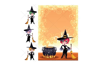 Halloween Backgrounds With Witch Motive   Vector Illustration For ...